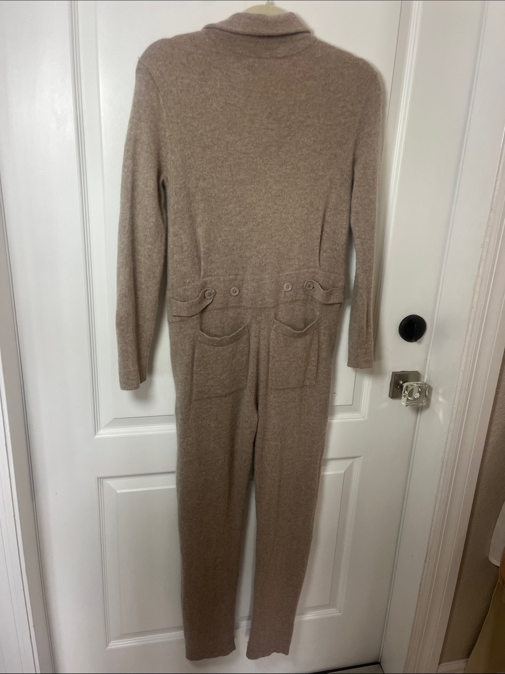 NakedCashmere soft tan oatmeal colored jumpsuit with pockets S/M - Picture 7 of 8